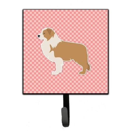 Carolines Treasures Red Border Collie Checkerboard Pink Leash or Key Holder BB3622SH4
